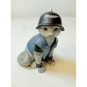 Hamilton Live Fur-we And Ride Hard Biker Cat Figurine